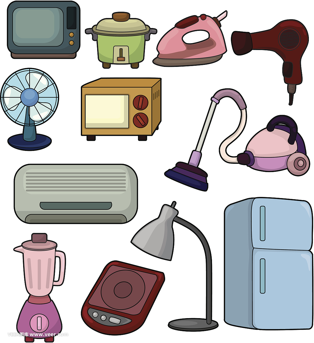 卡通家電圖標集